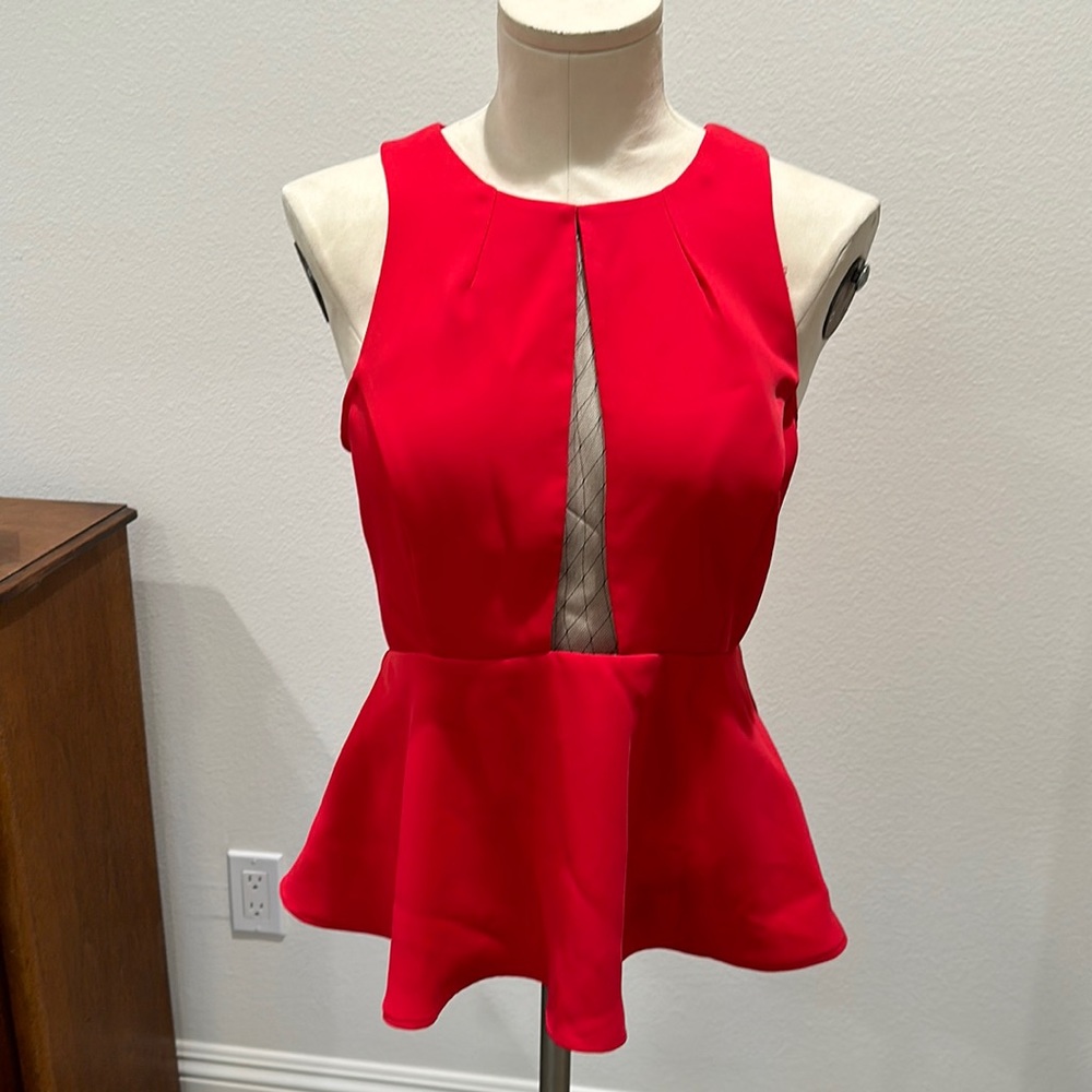 Trouvé Red top with front mesh lined cutout. . Size M. NWT